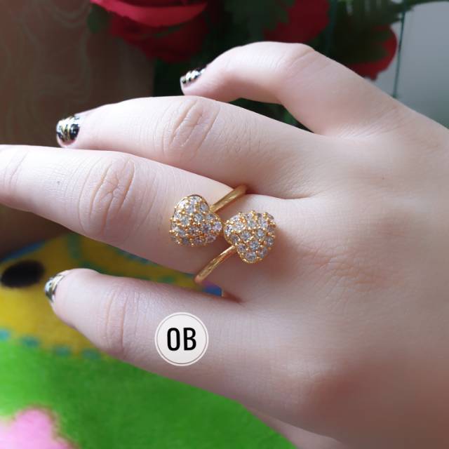 Cincin xuping lapis emas love tumpuk dua N070649