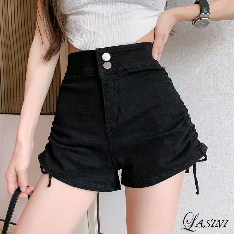 Celana jeans wanita kekinian Celana pendek denim pinggang tinggi hotpants cewek stretch jeans OOTD highwaist short pants korean style wanita