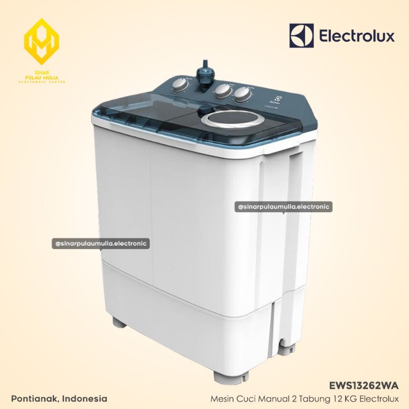 Electrolux Mesin Cuci 2 Tabung Manual 12 KG [AirTurbo Technology] - EWS13262WA / EWS 13262 WA / EWS 