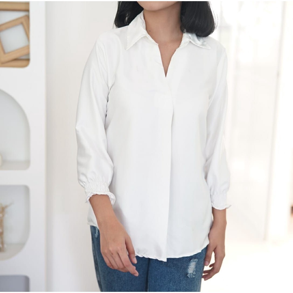 BEFAST - ZFS OOTD Blouse NATYA / FORTUNE SATEEN SILK OVERSIZE BLOUSE / Atasan Lengan Karet Panjang / Blouse Terbaru Wanita / Fashion Wanita Modis / Blouse Polos Formal / Pakaian Casual Wanita / OOTD Remaja Wanita Kekinian