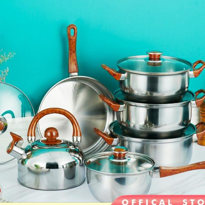 Panci Set/Panci HC 12Pcs/Cookware gagang kayu