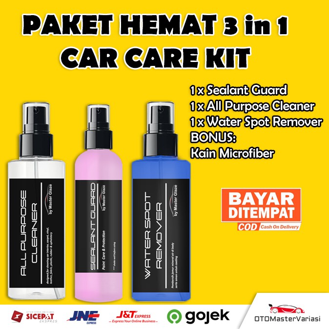 Paket Perawatan Mobil 3 in 1 by Master Glaze / Sealant Guard / Waterspot Remover / Interior Cleaner