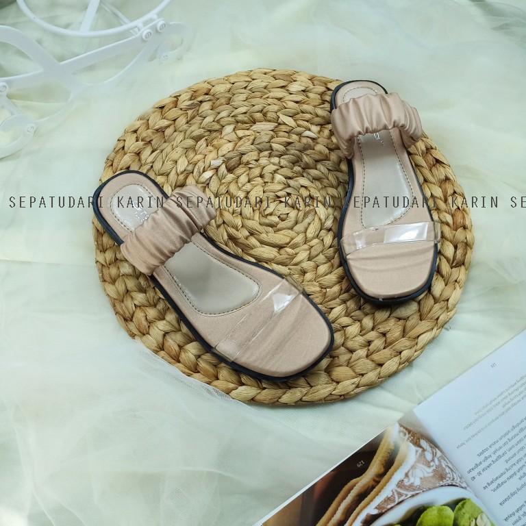 Sepatudari Karin Real Pic Sandal flat wanita Sandal Slop KR-SDF0045