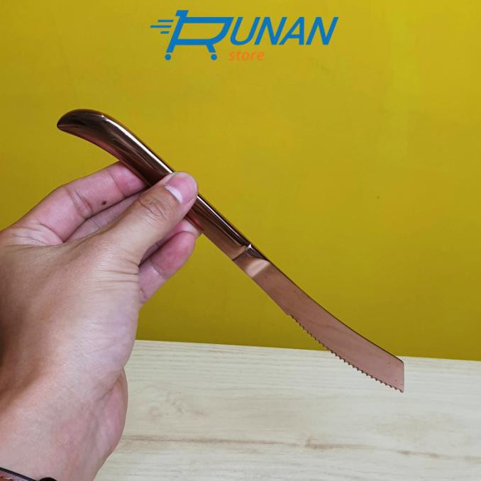 Pisau Steak Rose Gold Emas Steak Knife Stainless Hotel Pisau Daging