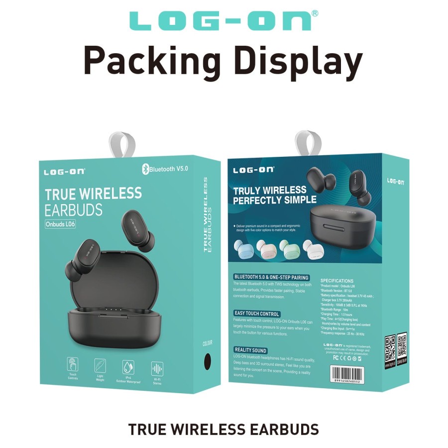 EARPHONE LOG ON WIRELESS MINI EARBUDS TWS ONBUDS-LO6-ONE STEP PAIRING