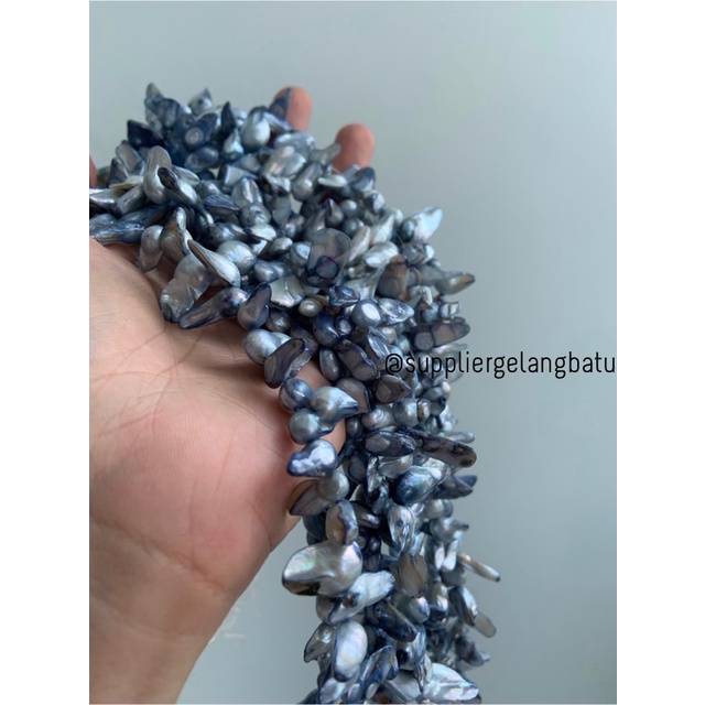 kerikil KERANG KESHI BLUE tetes OVAL fresh water shell BAROK biru