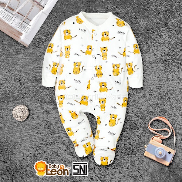 Baju Tidur BAYI Laki Laki Perempuan 0 6 12 Bulan/1 Tahun  BABY LEON Set/SETELAN Lengan Panjang IMPORT Motif Lucu Piama Pajamas Pajama Piyama Bodysuit Body Jumper Jumpsuit Legging Leging Lejing Girl Boy Cowok Cewek Sleepsuit GY052-TIGER TABUR