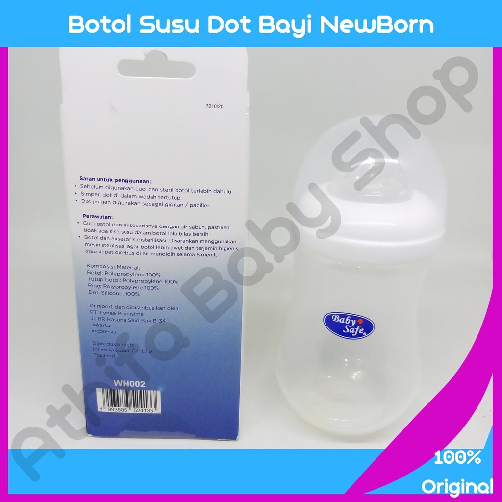 Botol susu Dot Bayi Botol ASI ASIP Bayi Baby Safe Feeding Bottle 250ml Karakter BPA FREE WN002 safe