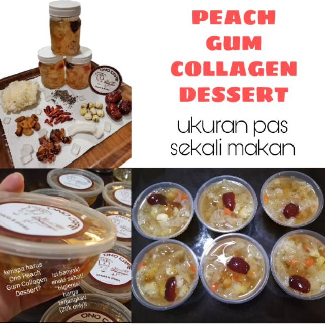 PEACH GUM COLLAGEN DESSERT ONO CAFE 200ML IMMUNE BOOSTER SEHAT ALAMI TANPA PENGAWET/PEMANIS BUATAN