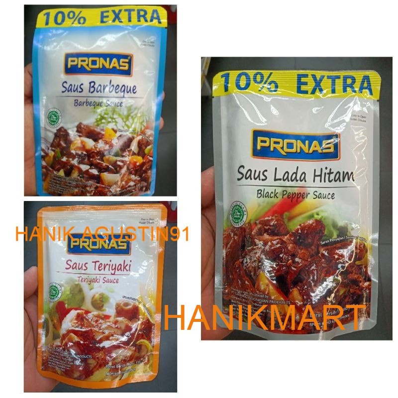 

PRONAS SAUS BLACKPEPPER LADA HITAM/SAUS BARBEQUE BBQ/SAUS TERIYAKI 175GR HM91