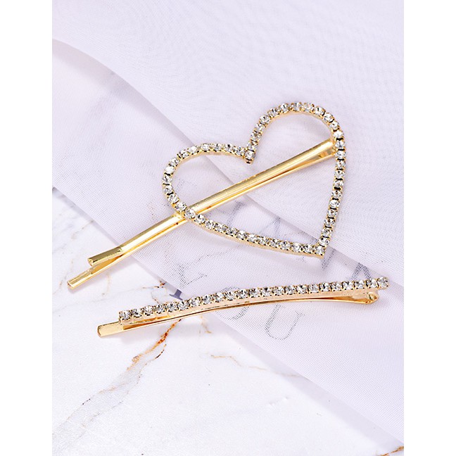 LRC Jepit Rambut Fashion Love Alloy Diamonds Love Two-piece F52909