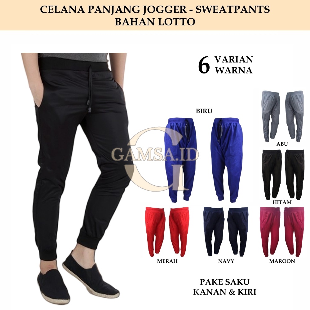 CELANA PANJANG JOGGER PRIA WANITA JOGER PANTS SWEATPANTS TRACKPANTS TRAINING OLAHRAGA SPORT BAHAN LOTTO