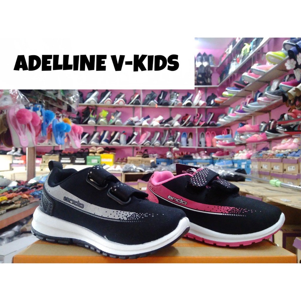 ✨ COD ✔️ SEPATU ANAK ORIGINAL ANDO ADELLINE KIDS SNEAKERS PEREKAT VELCRO SEKOLAH PAUD TK SD