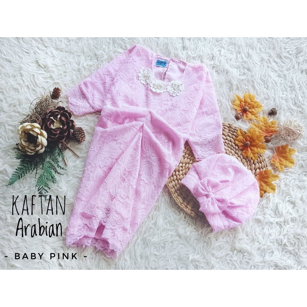Kaftan Arabian/Kaftan Brukat Model Terbaru/Kaftan Cantik Kekinian/Kaftan Lebaran Warna Baby Pink