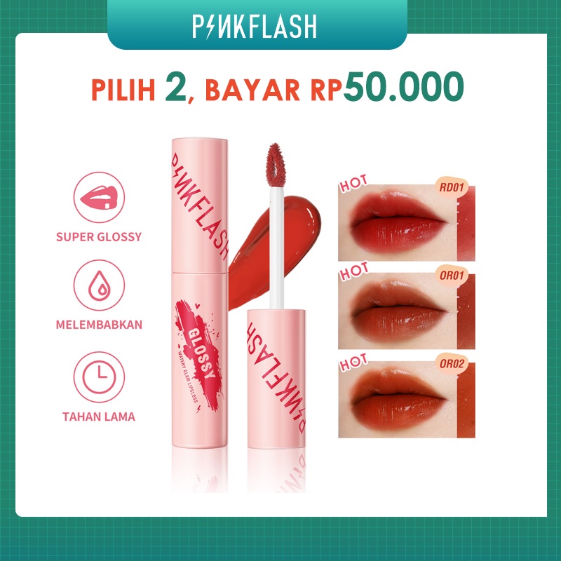 PINKFLASH Watery Glam Lip Gloss Super Glossy Shiny Lip Tint High Quality Moisturizing Non Sticky Long Lasting