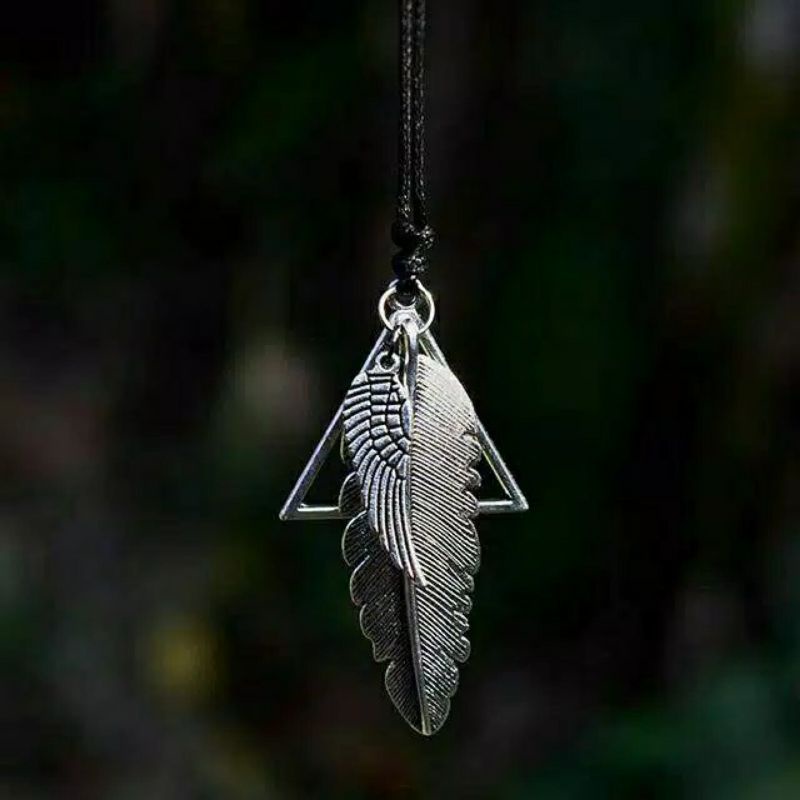 Kalung Pria Tali Satin Korea Liontin Bandul 1 Set Stainless Steel Anti Karat/Kalung Keren/Kalung