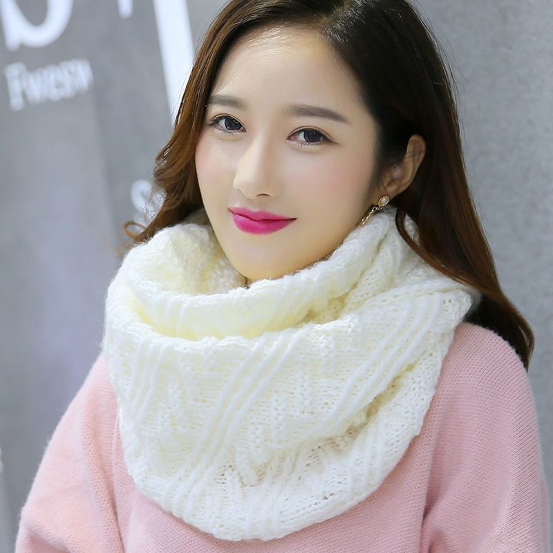 SCARF SYAL WANITA WINTER MUSIM DINGIN  IMPORT READY STOCK-Putih motif