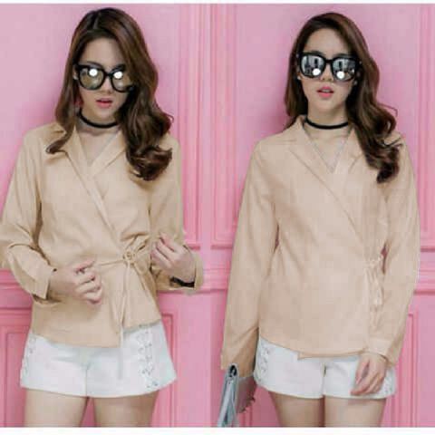 [Blazer Nicole SW] blazer wanita wolly crepe cream dan broken white