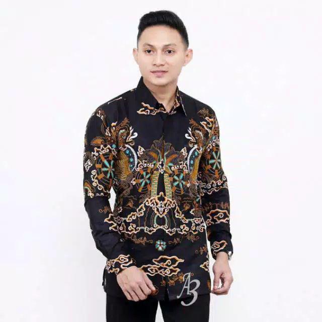 Batik Pria Wanita Lengan Panjang Batik Azmil Hrb026 Motif Keratonan Kode 002 Size M L Xl Xxl Reguler