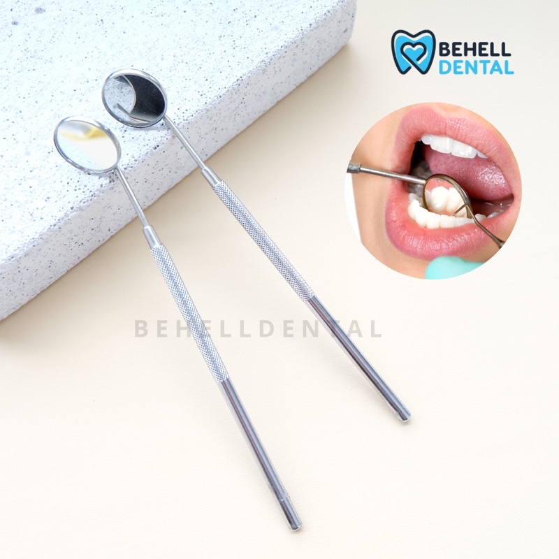 KACA MULUT GIGI BEHEL KACA MULUT SS + GAGANG ANTI KARAT ALAT KEDOKTERAN - DENTAL MIRROR BESI STAINLESS STEEL No 4 - Kaca Ortho Untuk Melihat Lihat Karang Gigi , mulut dan Behel BEHELLDENTAL