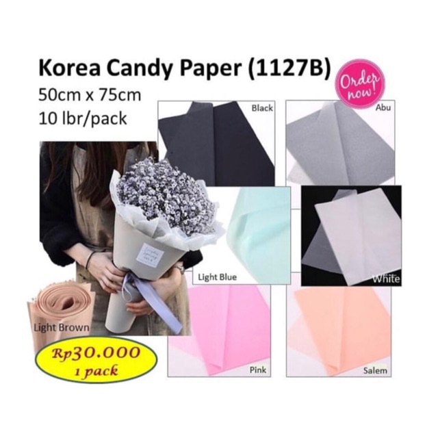 

Korea Candy Paper 1127B - Kertas bunga - barang florist - kertas bungkus kado kue - kertas minyak premium
