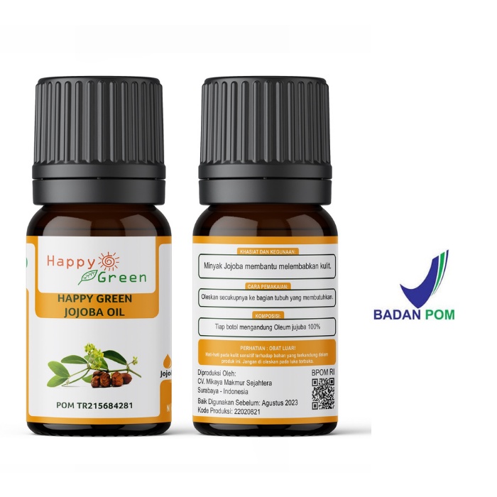 BPOM Happy Green Jojoba Oil Cosmetic Grade - 100% Murni Minyak Jojoba Garansi Uang Kembali