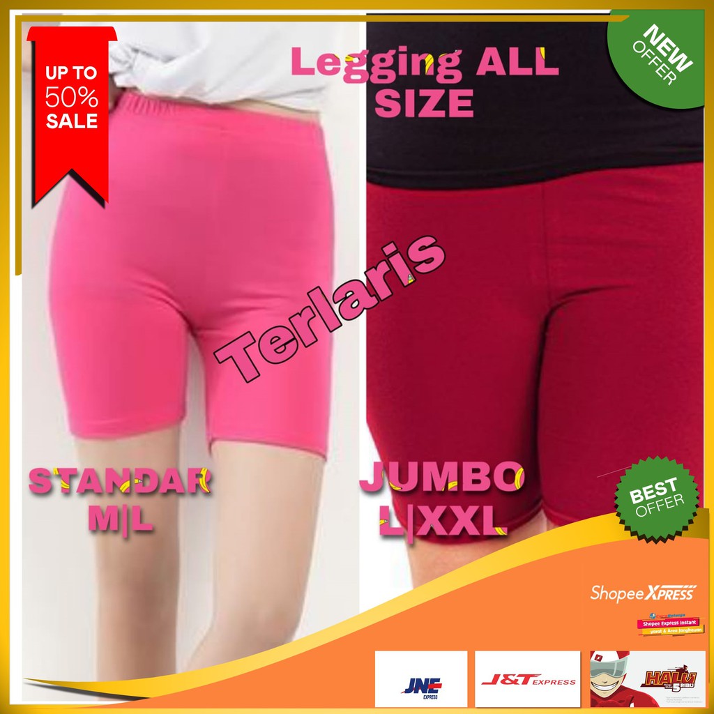 Leggings Shot Short strit Pendek All size Slim &amp; Jumbo &amp; SuperJUMBO Spandek Jersey Jumbo Size Fit