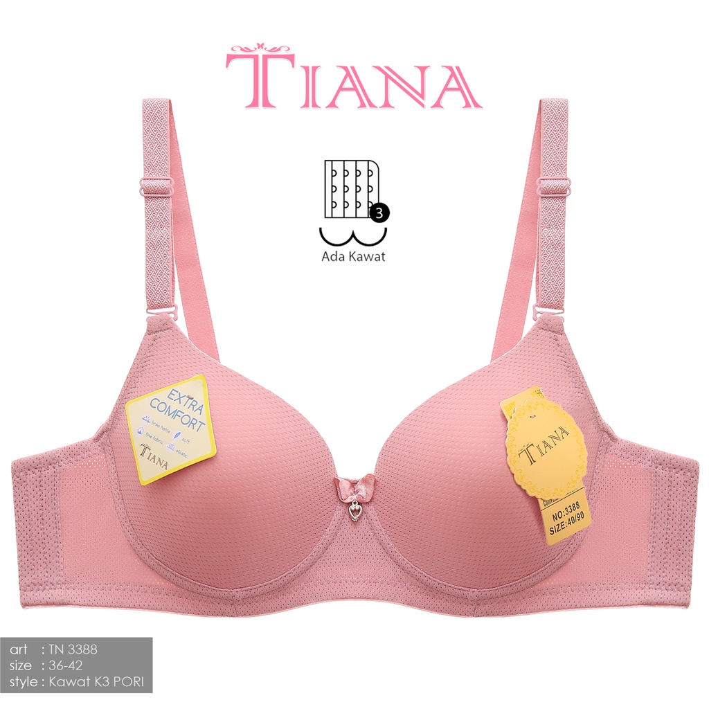 TIANA | Push Up Bra Kawat Berpori (BREATHABLE) Kait 3 / CUP BESAR / art TN 3388