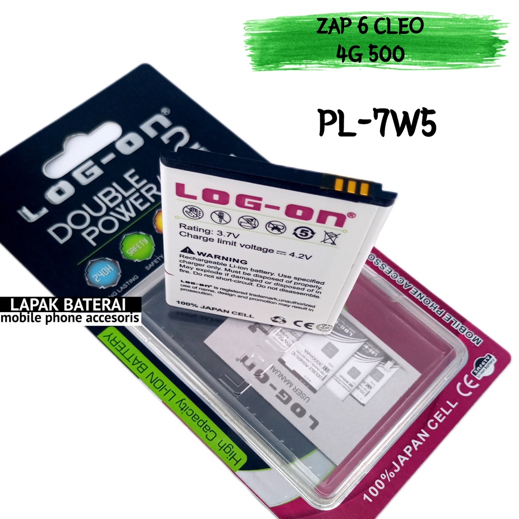 LOG - ON Baterai Polytron ZAP 6 CLEO PL7W5 - batre 4G 500 pl-7w5 battery ORIGINAL