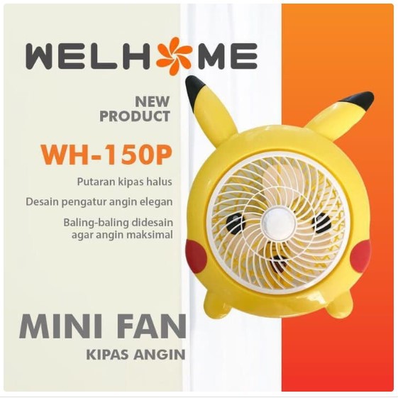 Kipas Karakter Box Fan 10 inch Welhome WH 150P Pokemon Pikachu