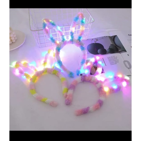 Bando Led Lampu kedap kedip bando kelinci - led pelangi