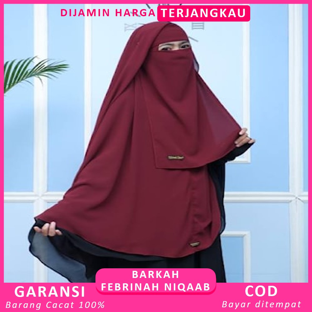 Set Khimar Cadar Niqob Butterfly 2 Layer Febrinah Niqab Khimar Zainab 2 Warna Bolbal Febrinah NiQab