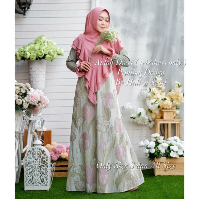 Aidah Dress 813 Original by Haliza syar'i (gamis saja)