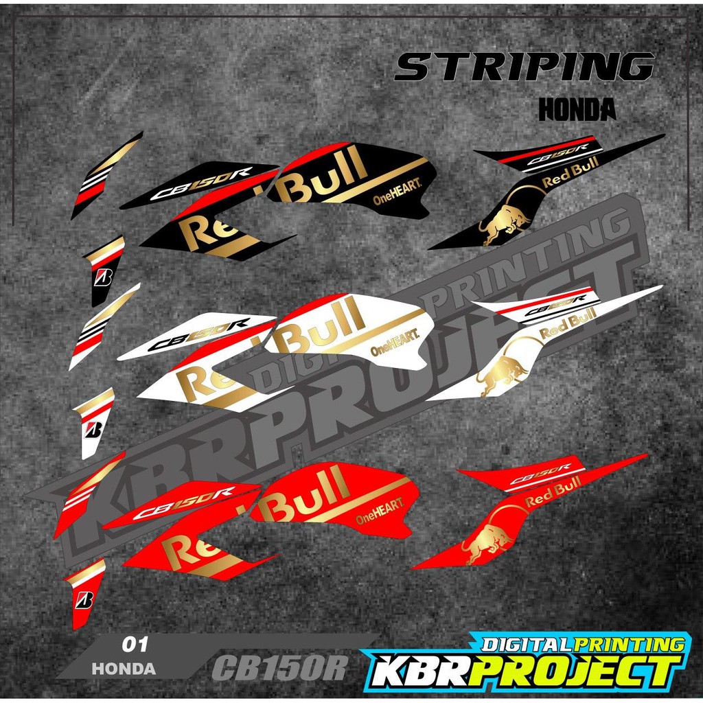 (cod) Striping cb150r Stiker Variasi List Motor cb150 r redbull KBR 1 Stiker Motor Sticker terlaris