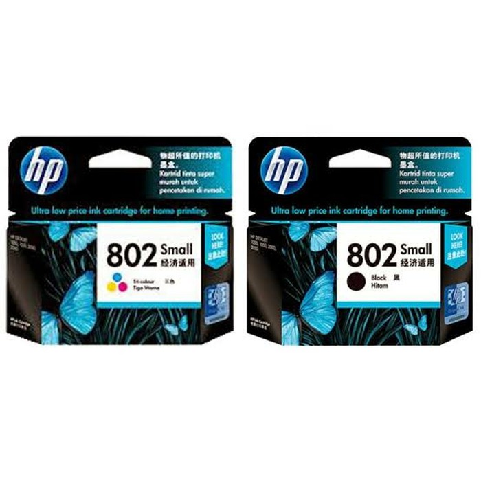 HP 802 Original Ink Cartridge Tinta Printer  BLACK &amp; COLOUR