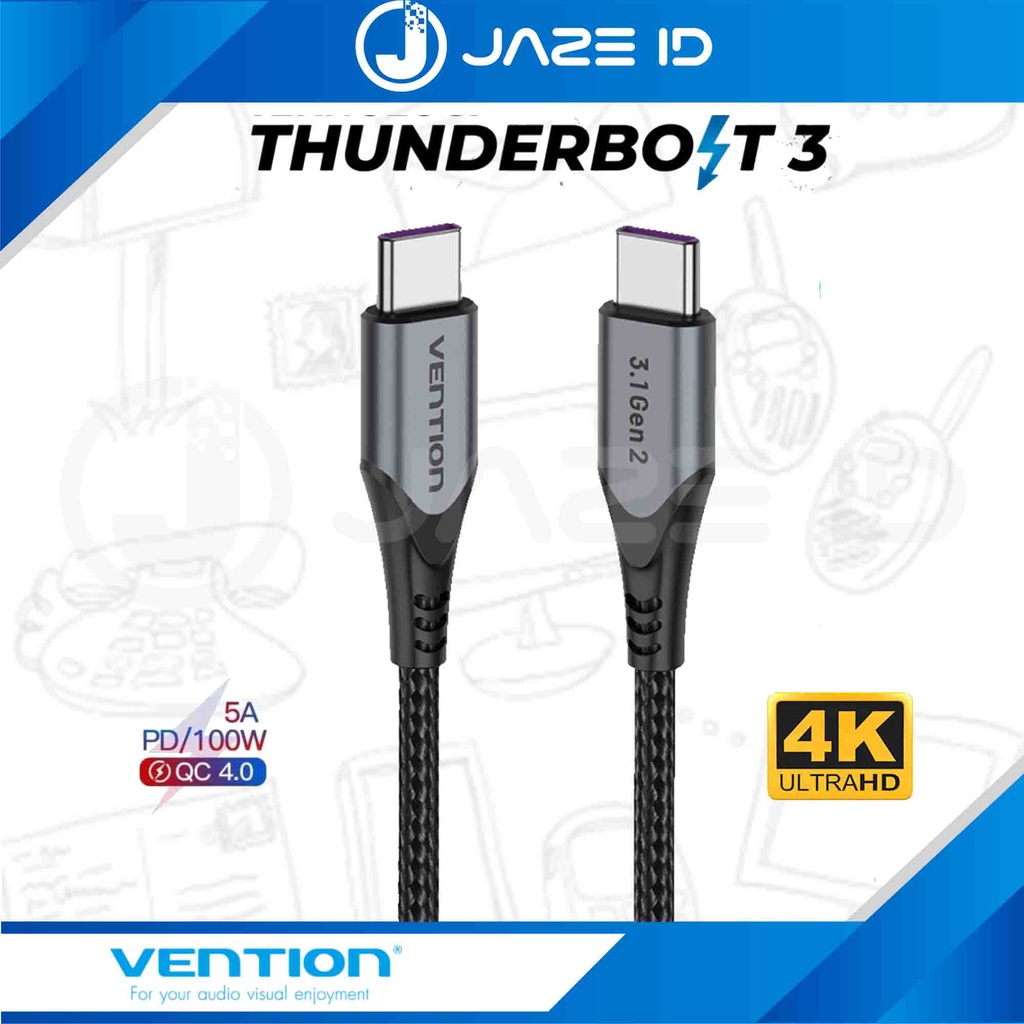 Vention Kabel Data USB Type C To C 3.1 Thunderbolt 3 PD 5A 100W 1M