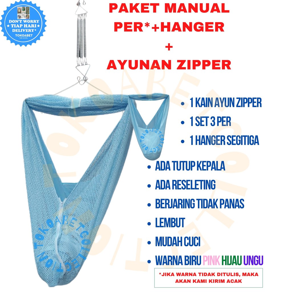 PAKET MANUAL Ayunan Bayi POLAR Kain ZIPPER Per Pegas VARIASI Hanger Perlengkapan Tidur Bayi TOKOABET