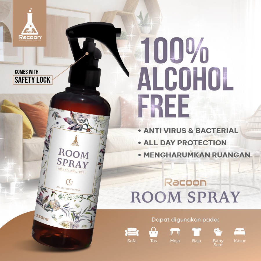 Room Spray RACOON Anti Bacterial &amp; Virus ALCOHOL FREE / Pengharum Ruangan