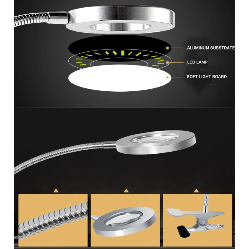 Lampu LED Clip Klip Light Penerangan Eyelash Extension Putih Kuning