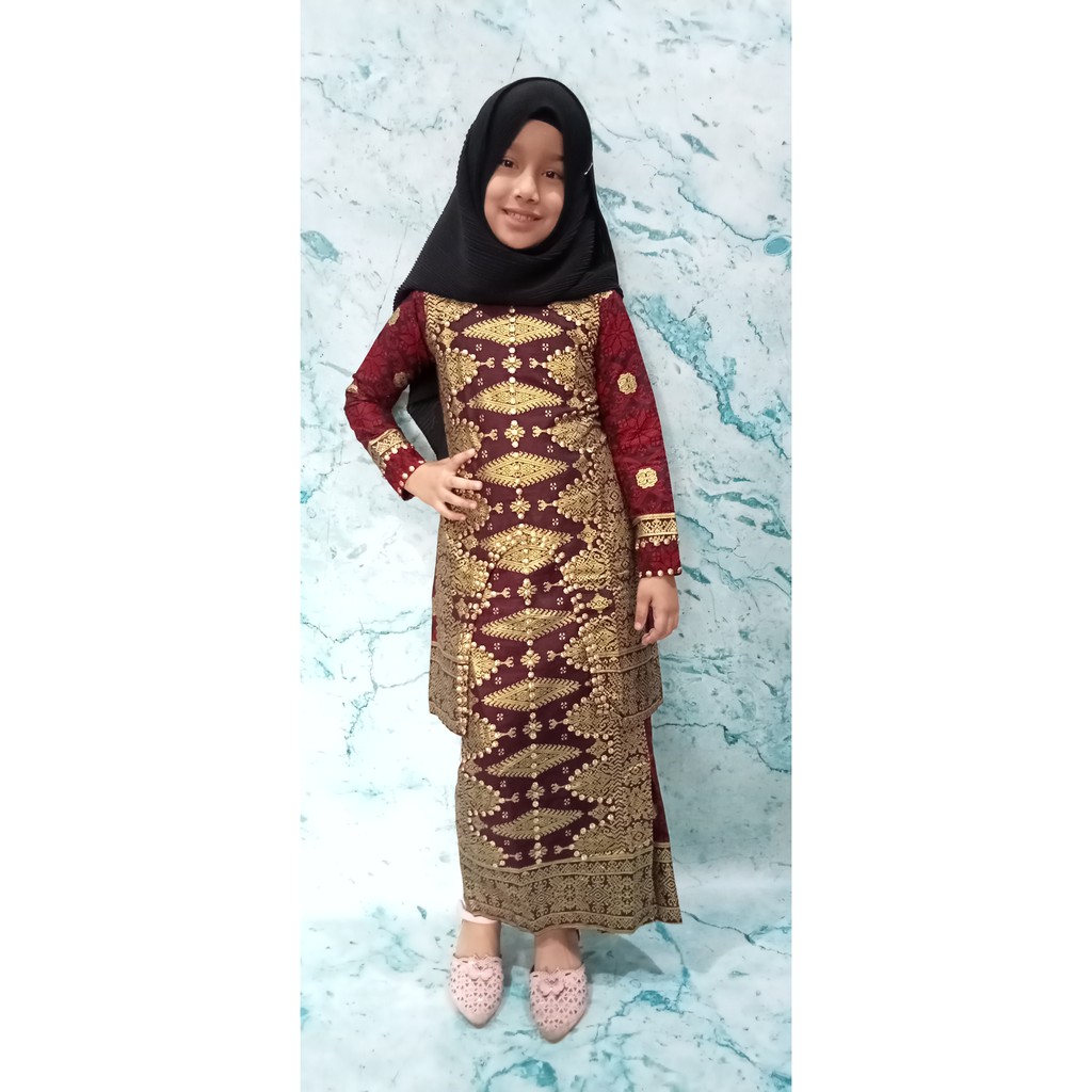 SETELAN TUNIK ANAK SONGKET DIANDRA DAN MALIKA ANAK /KURUNG BATIK JUPRI BATIK COUPLE RUMAH KEBAYA BANDUNG RUMAH SONGKET BANDUNG