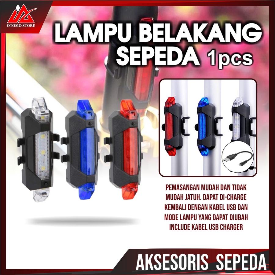 LAMPU BELAKANG SEPEDA Bahaya Penerangan LED USB Rechargeable Anti Air Waterproof Tail Light Bike USB