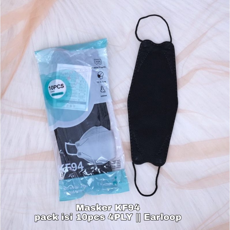 MASKER KF94 HITAM PUTIH 4 PLY MASKER MEDIS DISPOSIBLE MAKSER N94 KN95