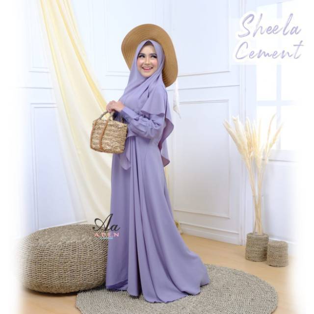 Ready stok gamis sheela 1set ori by aden hijab