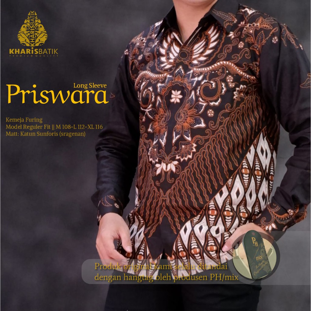 PRISWARA KHARIS BATIKSOLOAMANAH KEMEJA BAJU BATIK PRIA SOLO LENGAN PANJANG PENDEK LAPIS FURING ATASAN BATIK PREMIUM MODERN KATUN HALUS NAGA LINTANG PRASARAJIK WATU KRIKIL PRISMASARI MUSTIKA ARSOPURO NOGO EMAS MANUK LASEM SISIKAN SOGAN GURDO IJO LAWAS BIMA