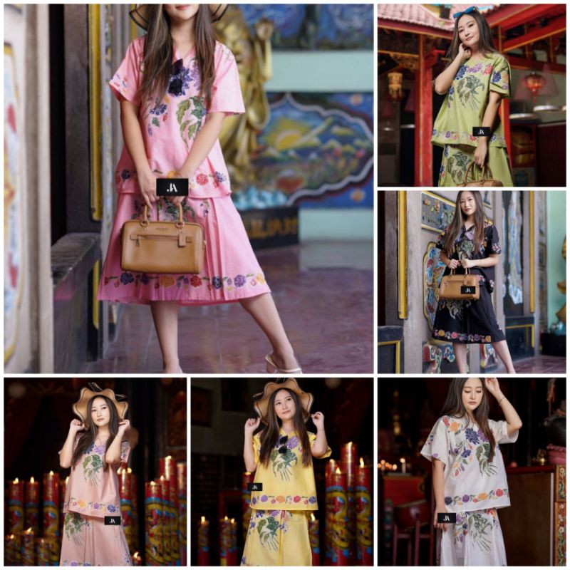 Setelan rok dan blouse encim batik wanita set kondangan setelan batik rok pendek payung dan blus