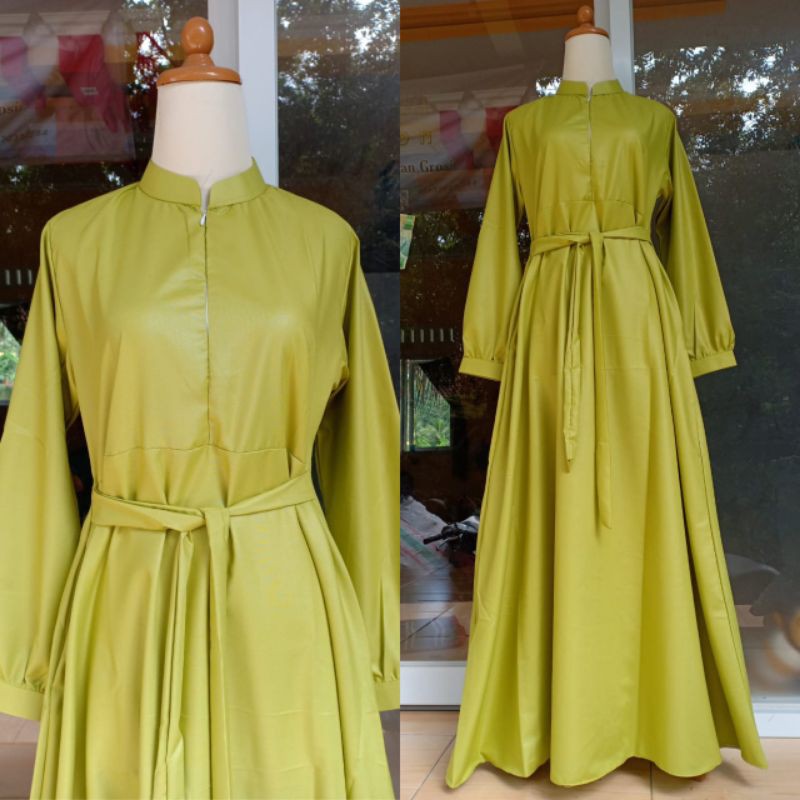 Dress Toyobo Polos Tangan Manset