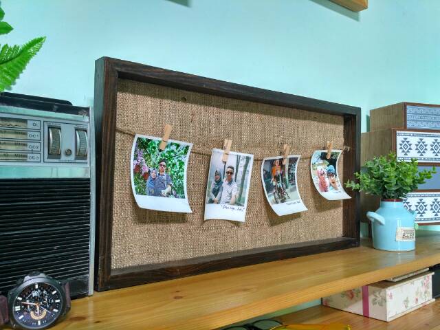 Frame Polaroid Goni / Pigora Foto Papan Kayu Bingkai foto Hiasan dinding, Dekorasi