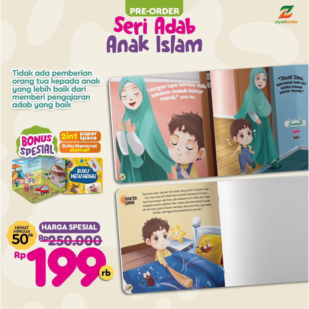 Buku Anak : Seri Adab Islami (7 Buku + Bonus) Edisi Art Paper