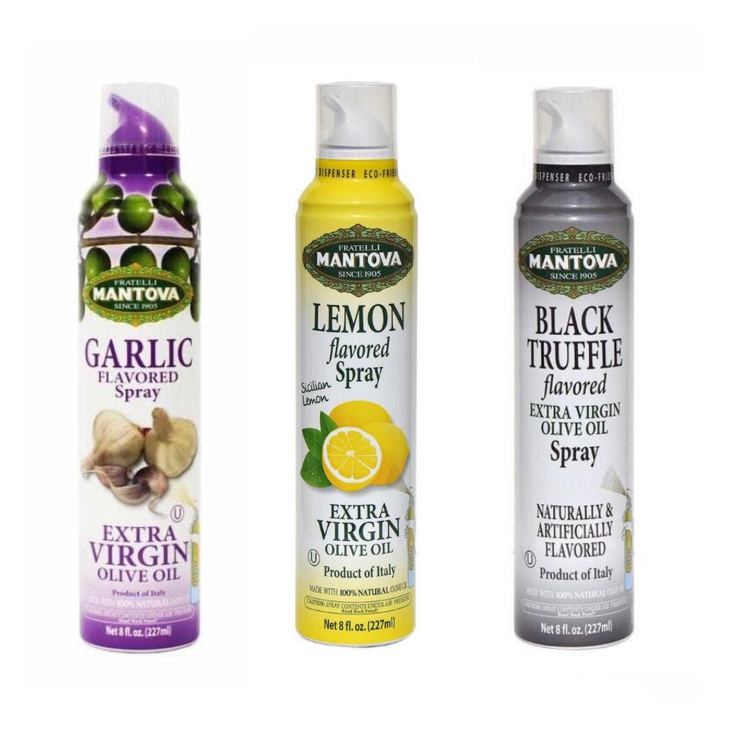 

MANTOVA Spray Lemon Oil - Spray Garlic Oil/Spray Black Truffle Flavored Extra Virgin Olive Oil/Italy