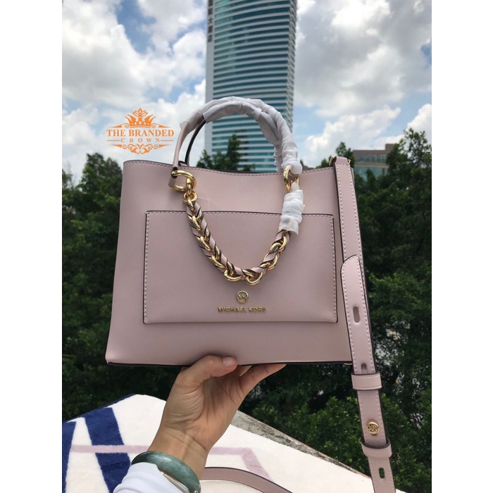 Tas Michael Kors Cece Small Leather Chain Messenger Bag In Pink